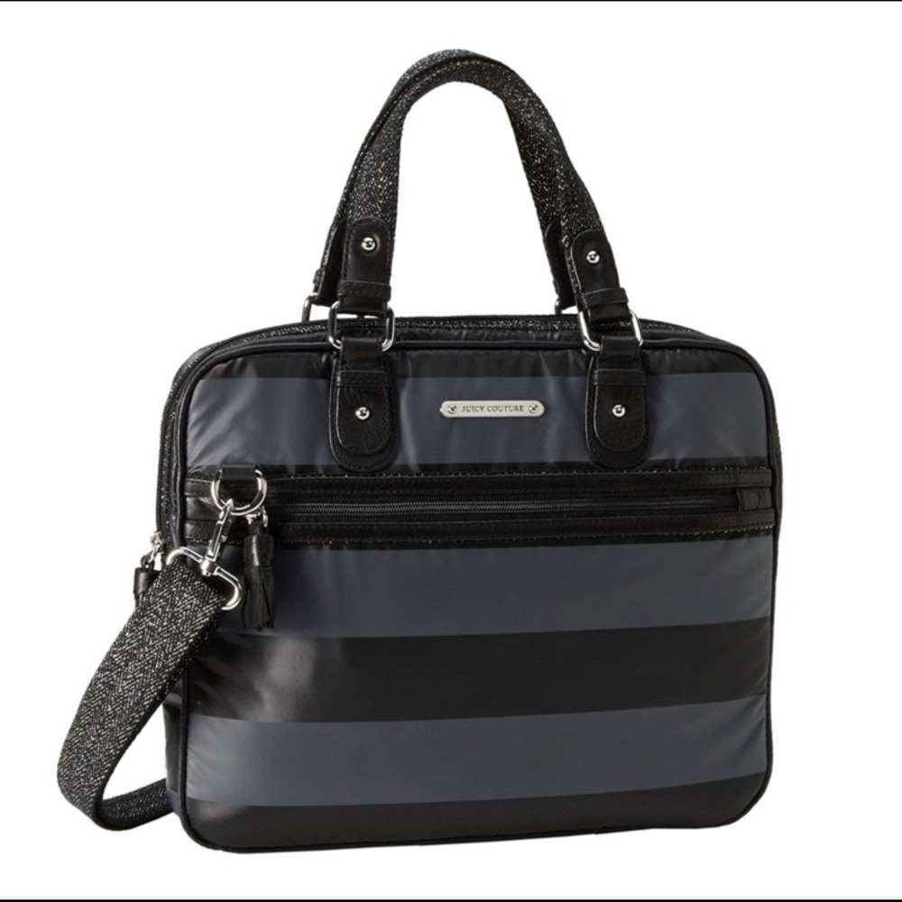 JUICY COUTURE Black Stripe Glitter Laptop Case-EUC